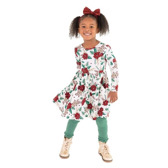 Ruffle Butts | NWT Merry & Bright Knit Long Sleeve Twirl Dress 18-24 Months - Picture 2 of 10